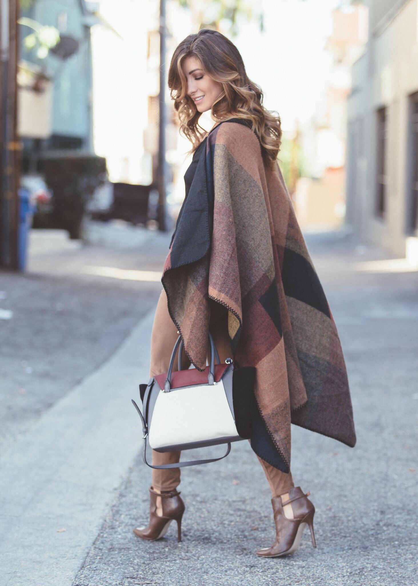 fall plaid cape look