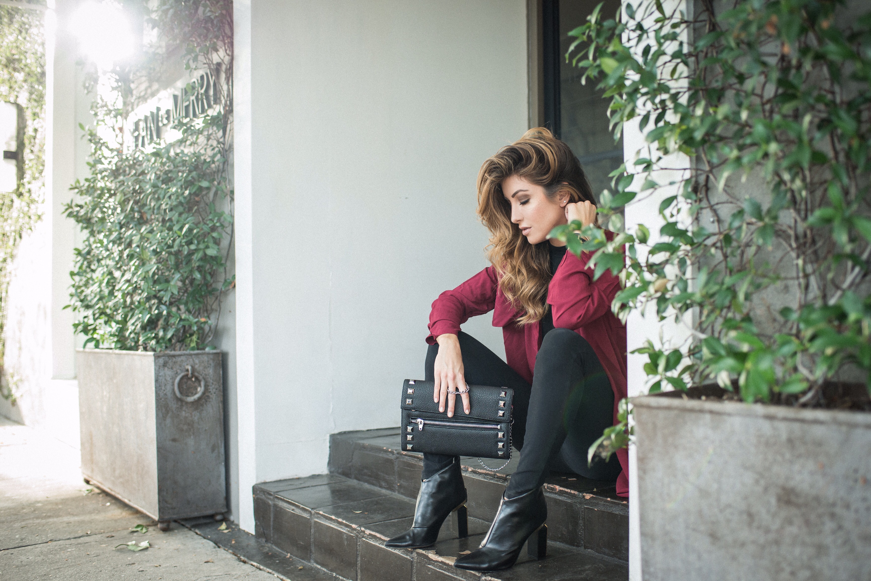 burgundy trench coat
