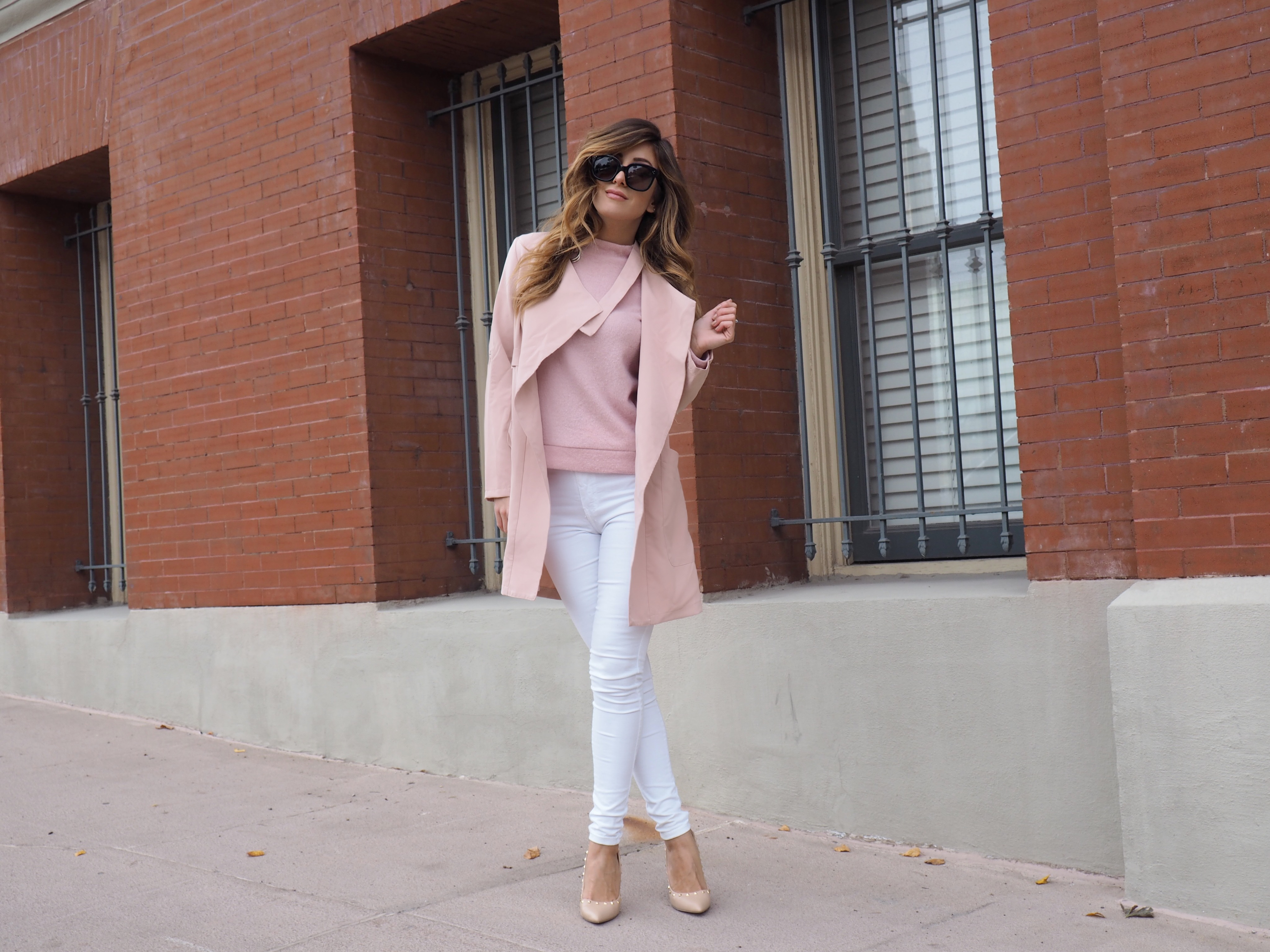 pink sweater outfit