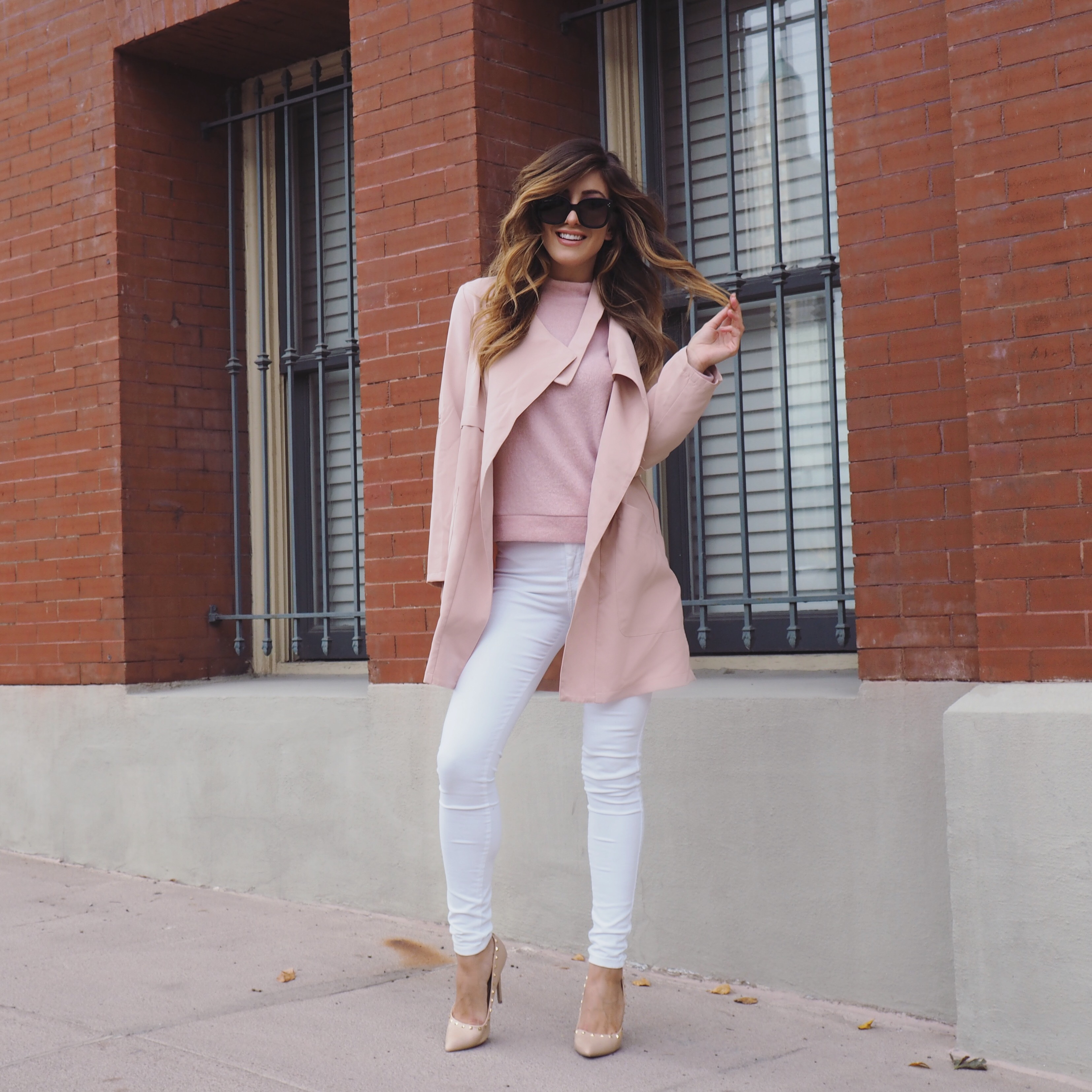 pink sweater outfit