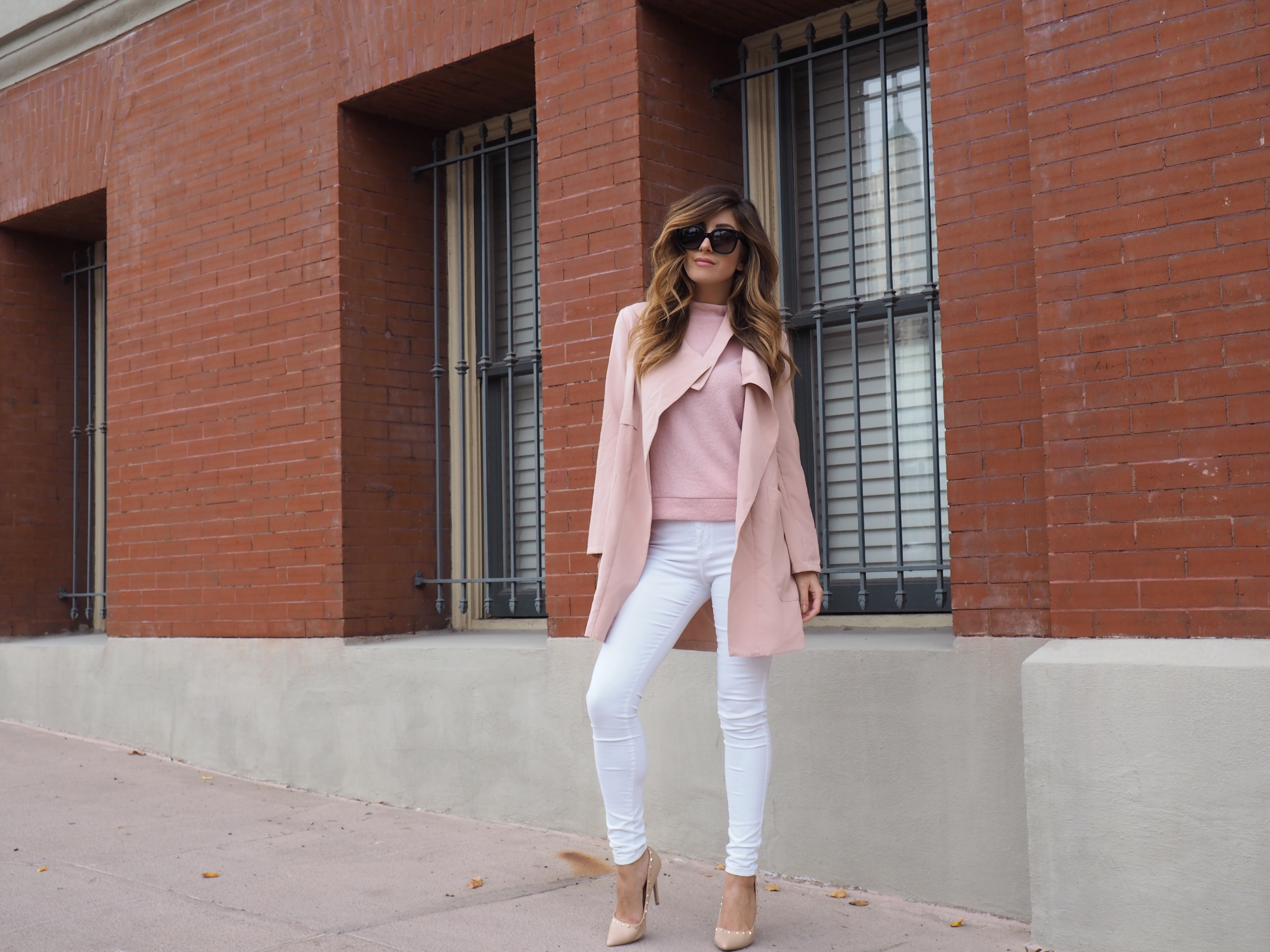 pink sweater outfit