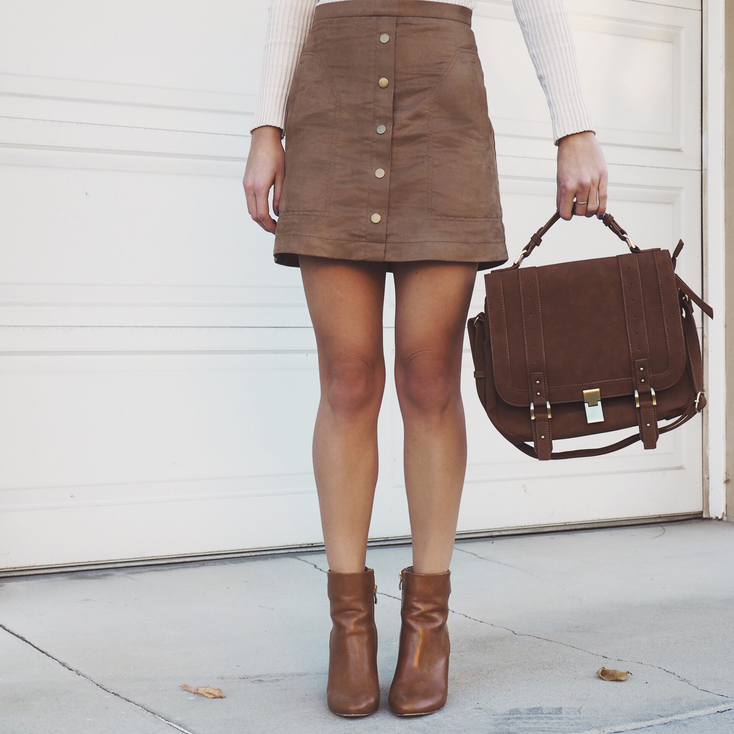 suede button up skirt 