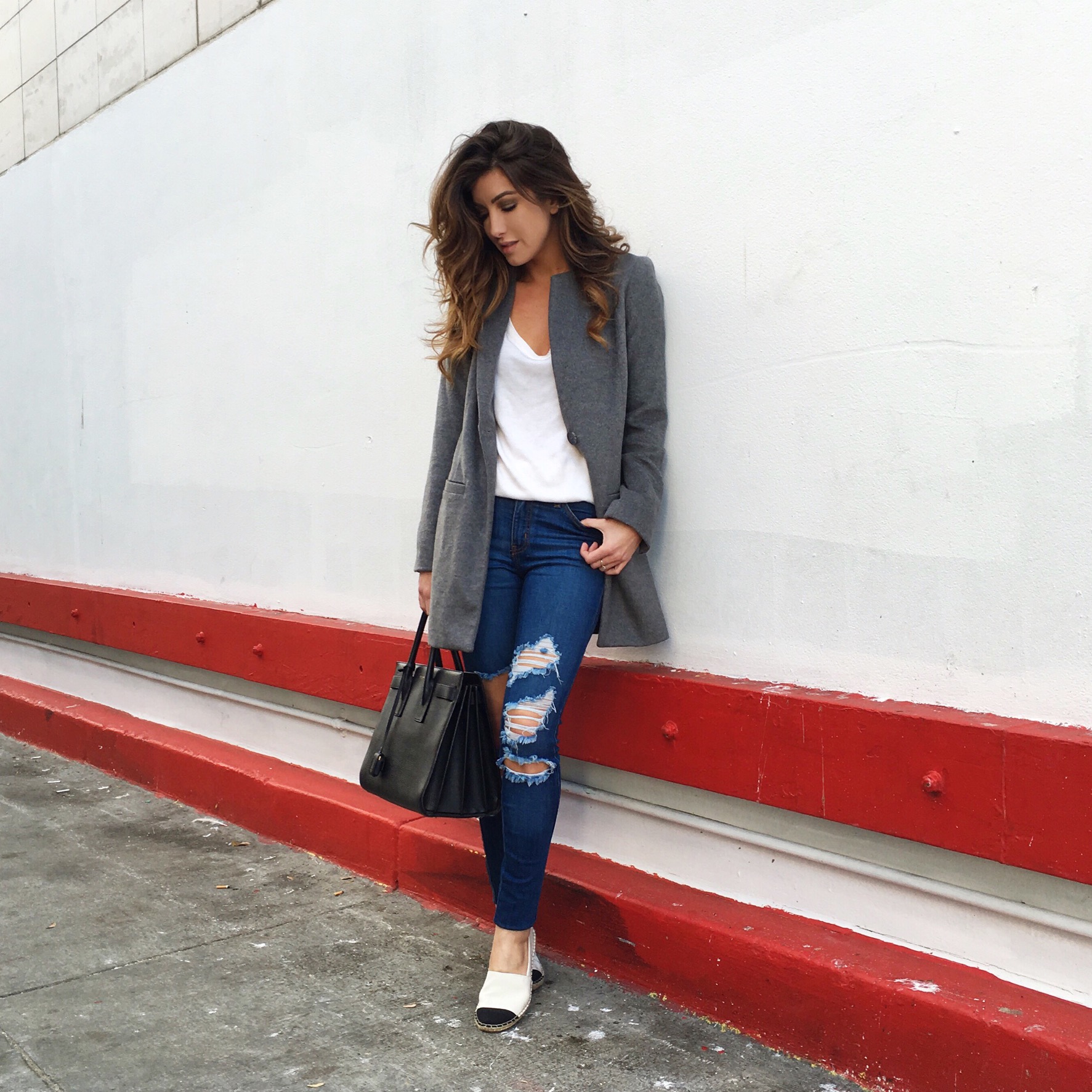 distressed denim outfit