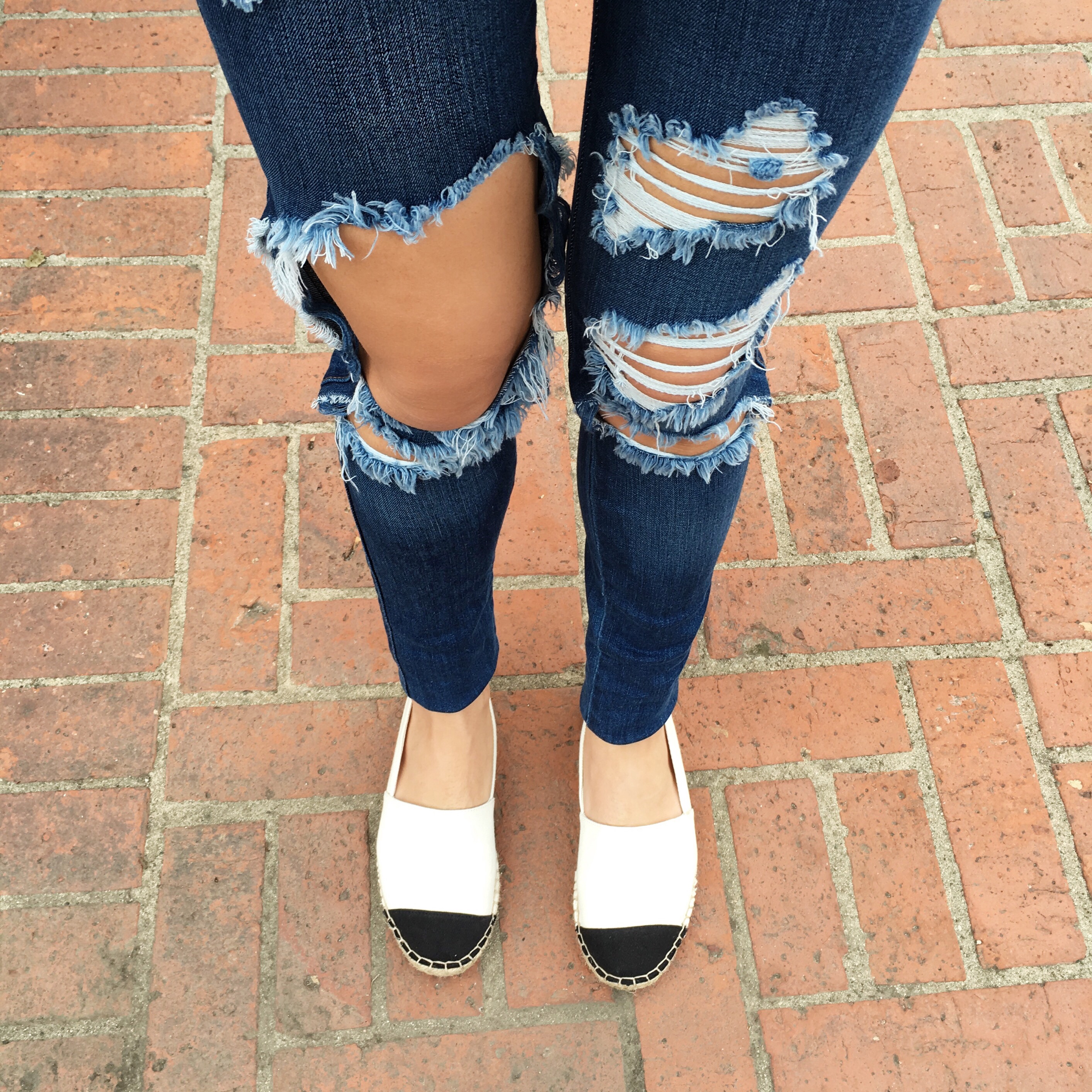 distressed denim outfit