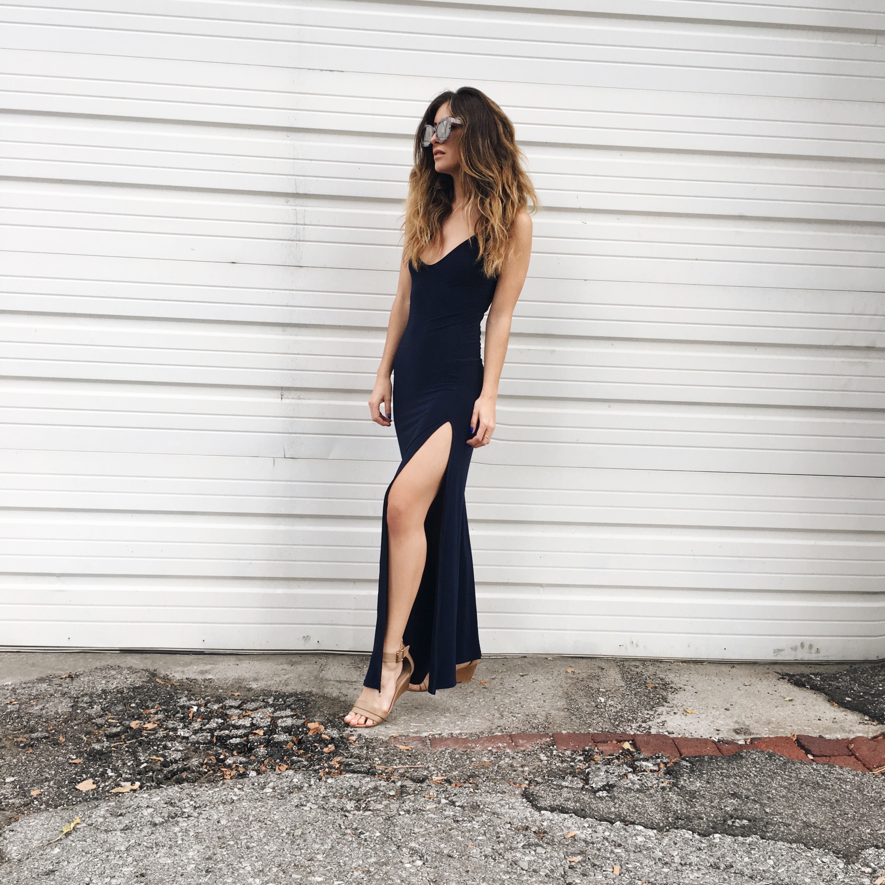 navy maxi dress Rebecca stella