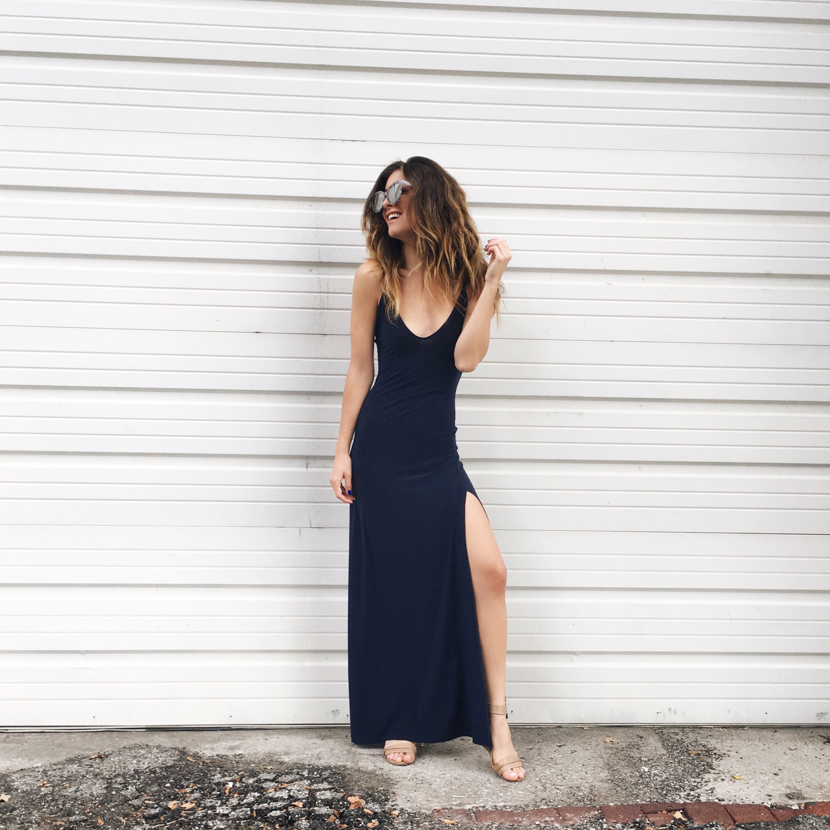 navy maxi dress Rebecca stella