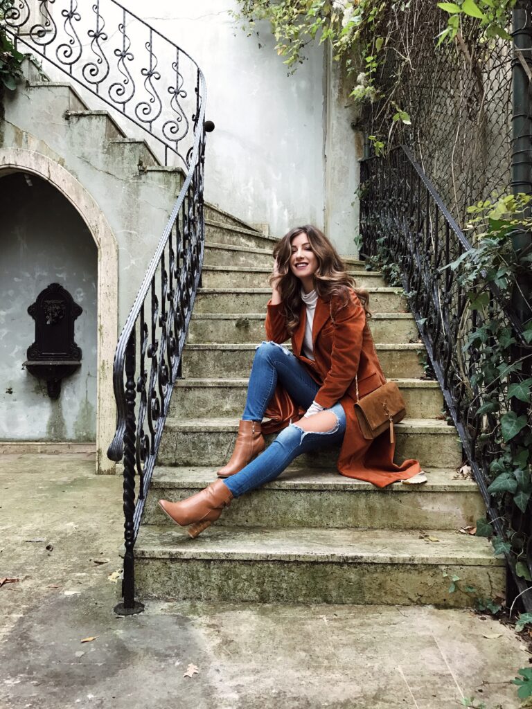 rust coat outfit inspiration