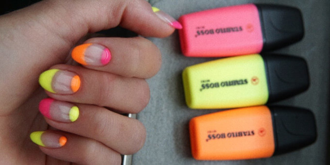 Manicure idea: highlighter neon nails